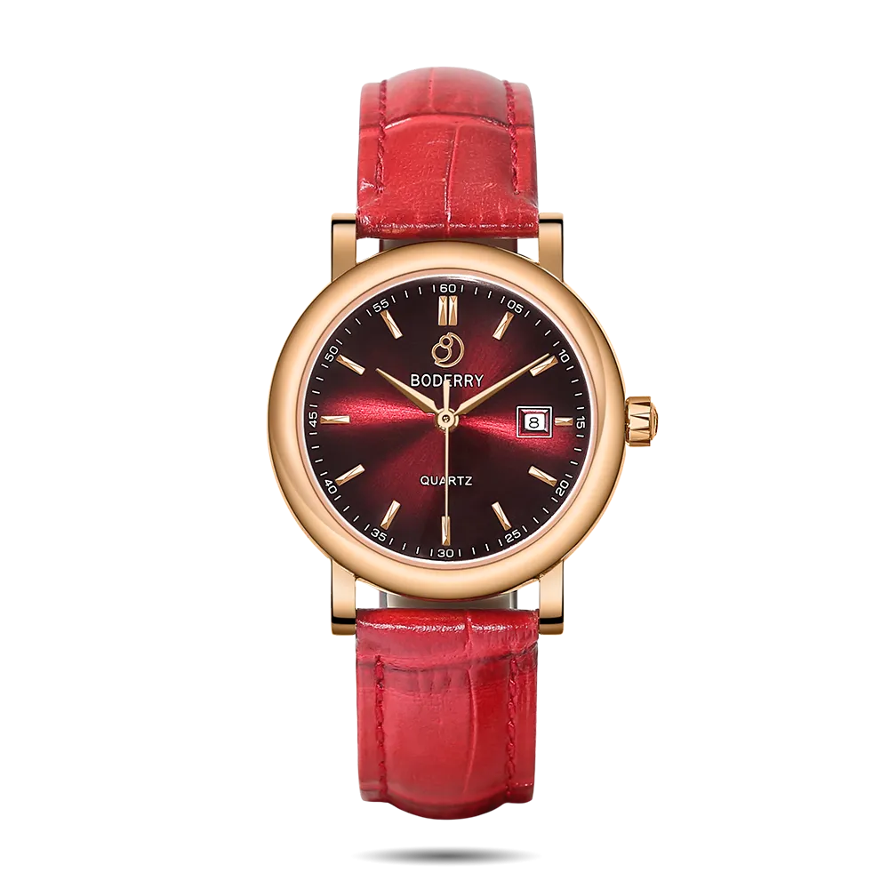 CLASSIC 32MM - Swiss Quartz Movement Watch | Rose Gold & Claret