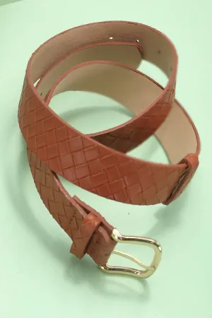 CLASSIC BRAIDED WEAVE GRID FAUX LEATHER BELT
