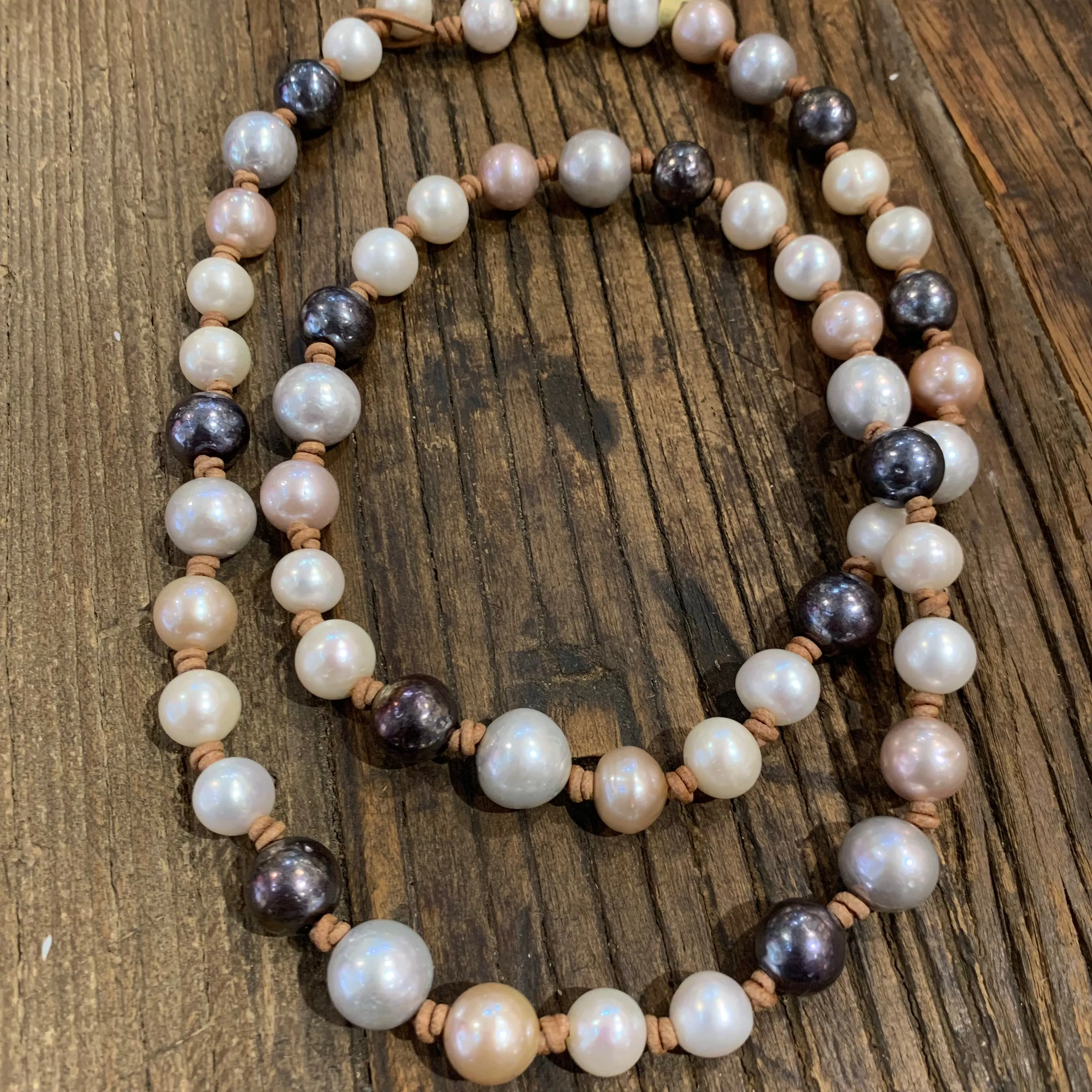 Classic Edison Pearl Leather Sautoir Necklace | 45"