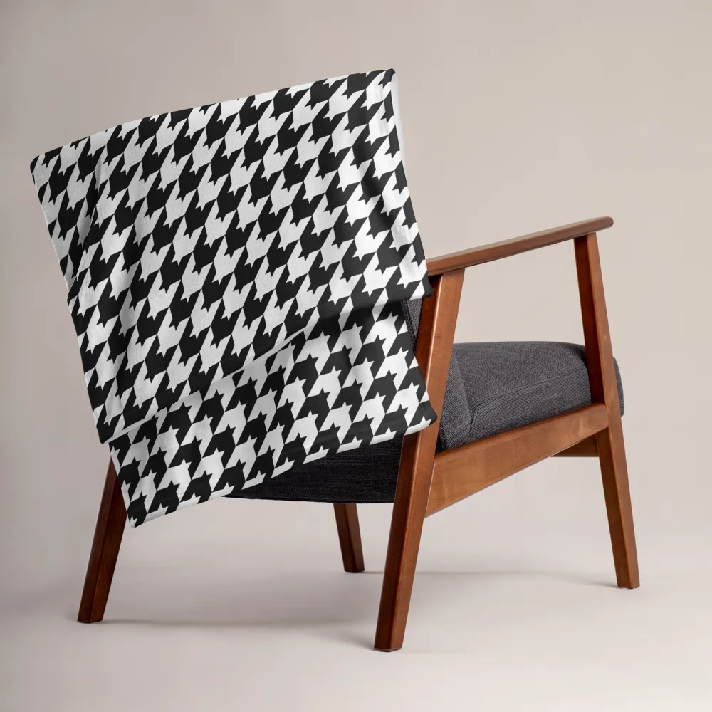 Classic Houndstooth Faux Fur Throw Blanket