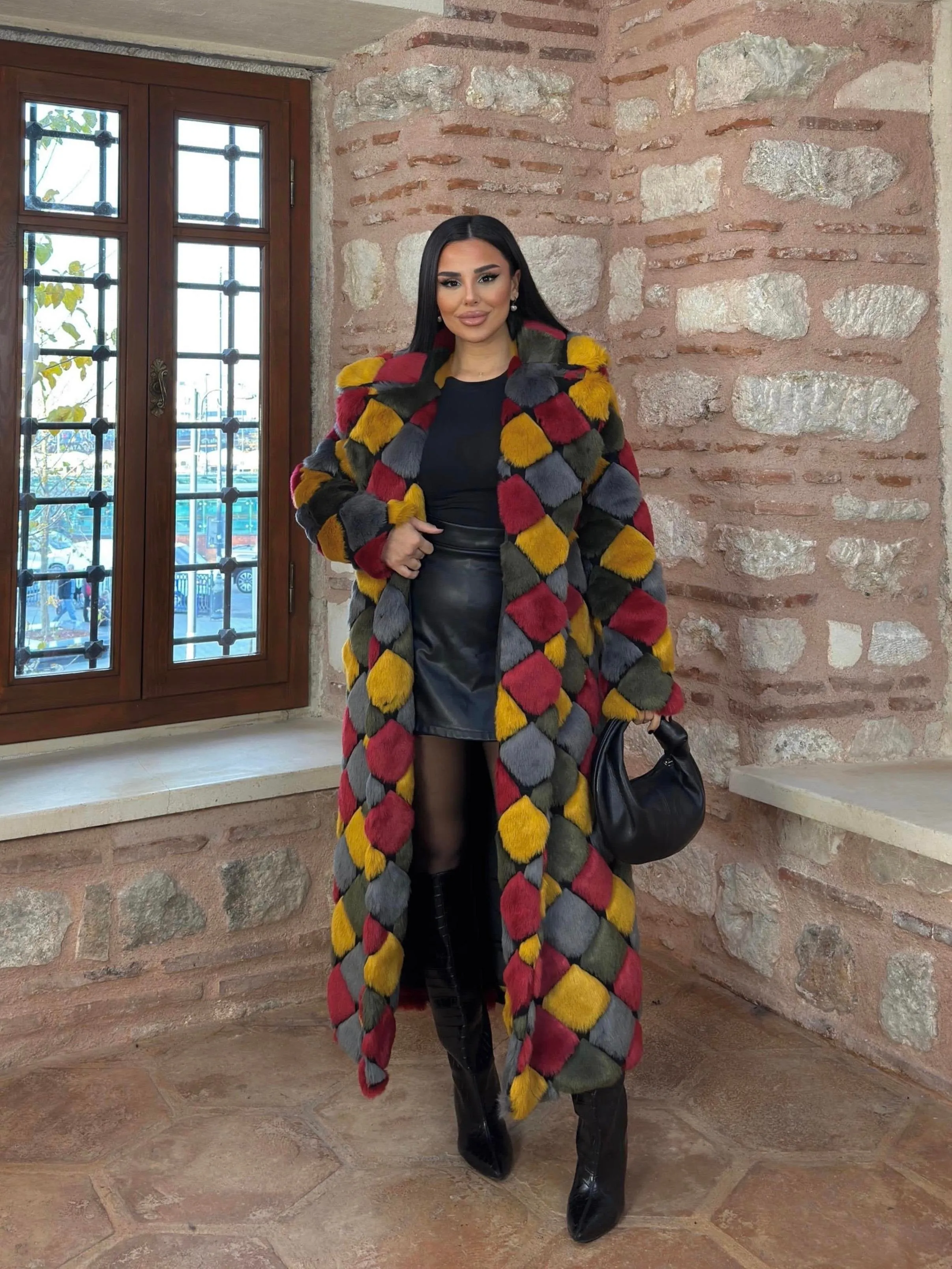 Colors Faux Fur Coat – Multicolor