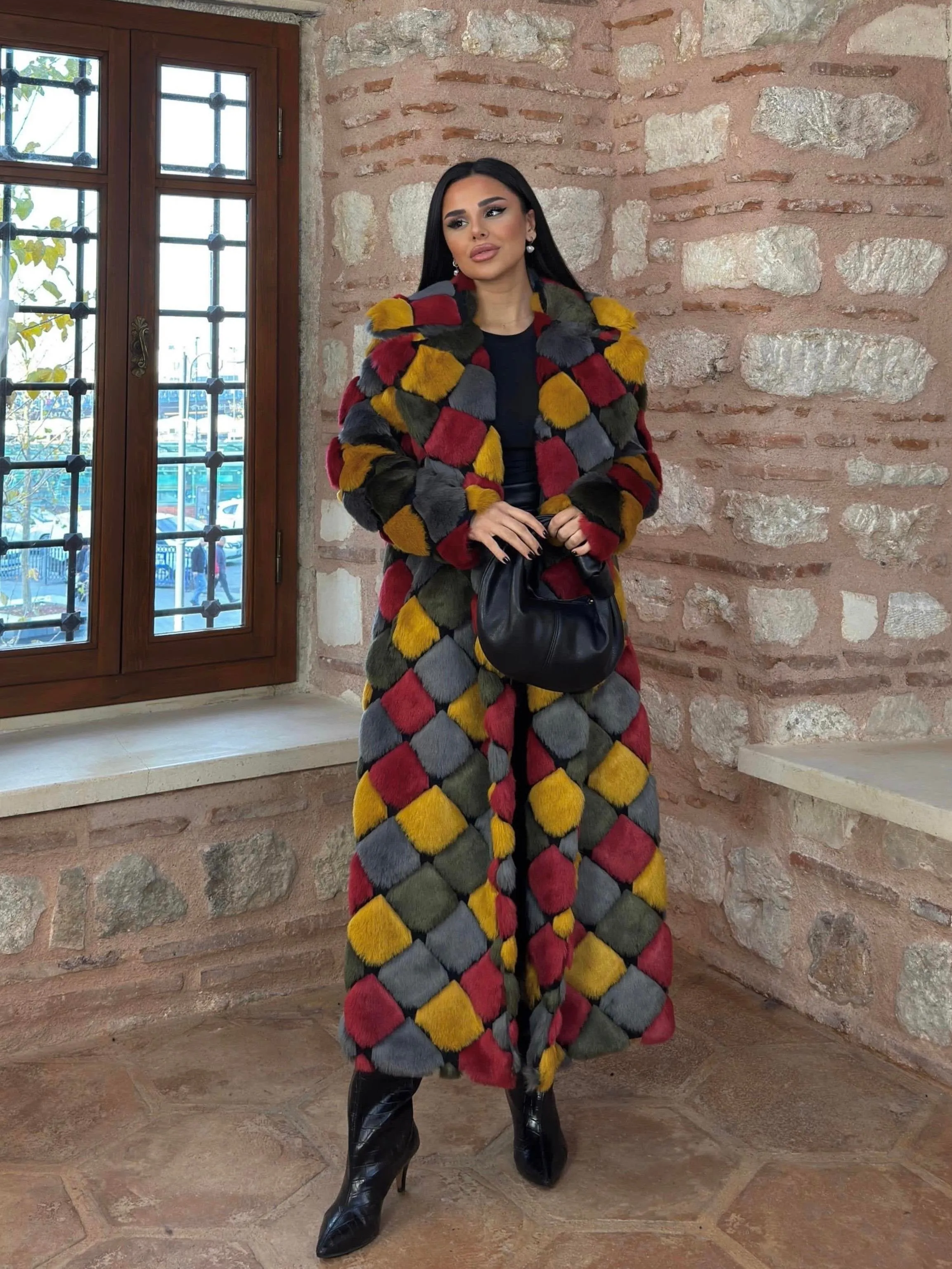 Colors Faux Fur Coat – Multicolor