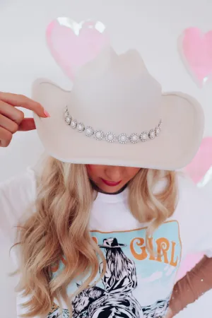 Cowgirls And Pearls Fashion Hat - Ivory