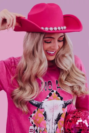 Cowgirls And Pearls Fashion Hat - Pink