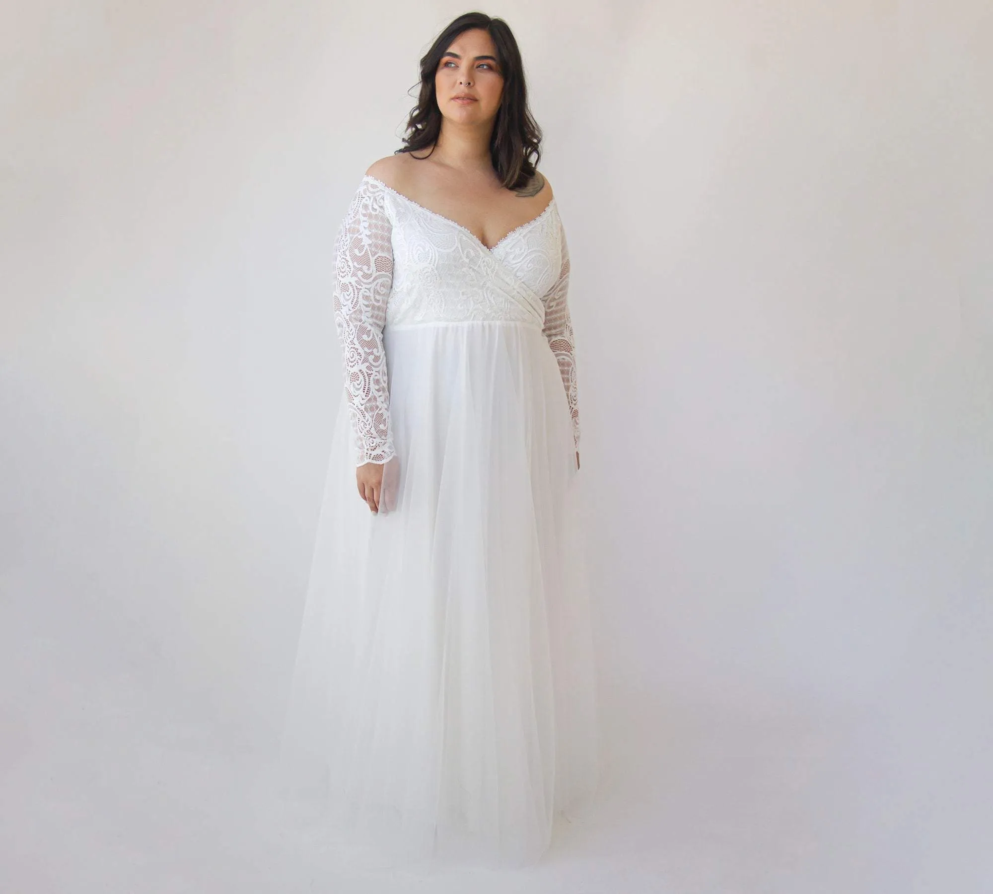 Curvy Ivory Dress With Tulle #1325