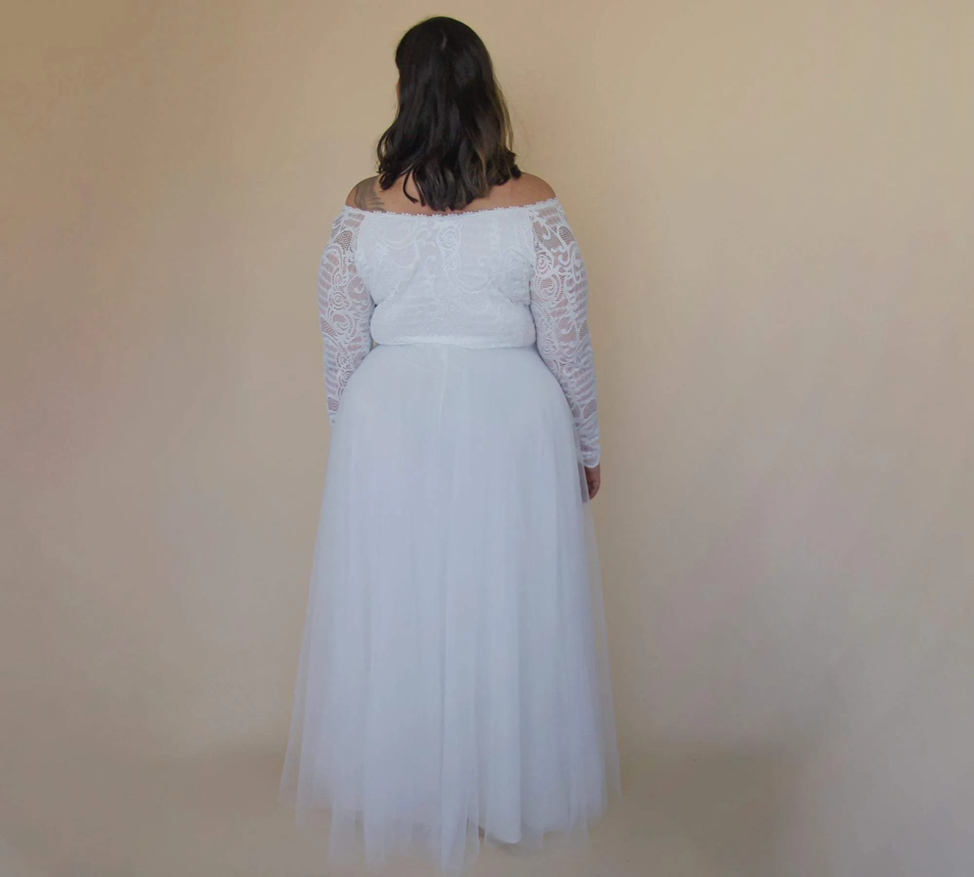 Curvy Ivory Dress With Tulle #1325
