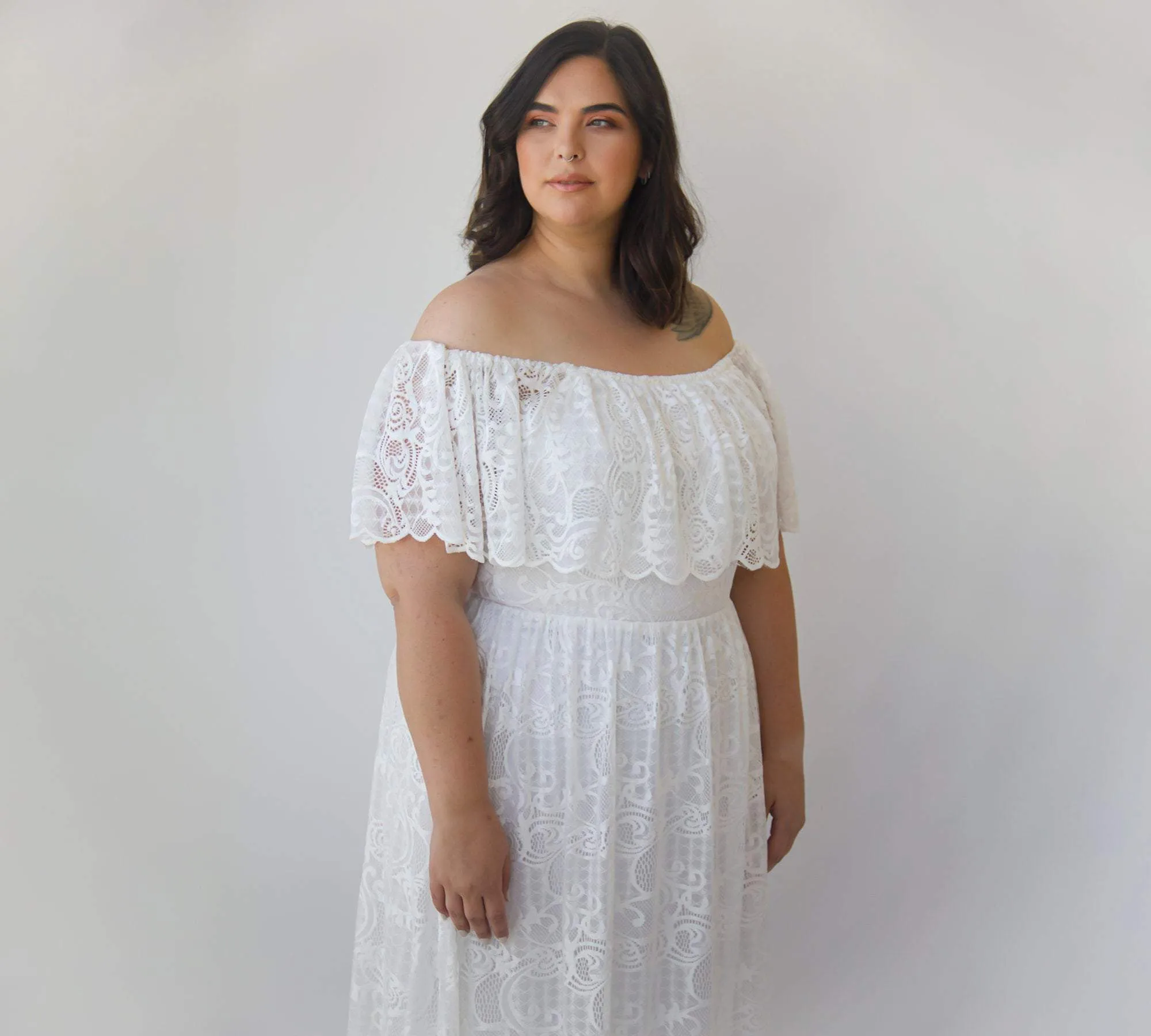 Curvy Ruffled Crinkle Dress #1327