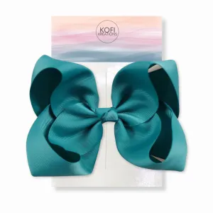 Dark Cyan Grosgrain Ribbon Hair Bow