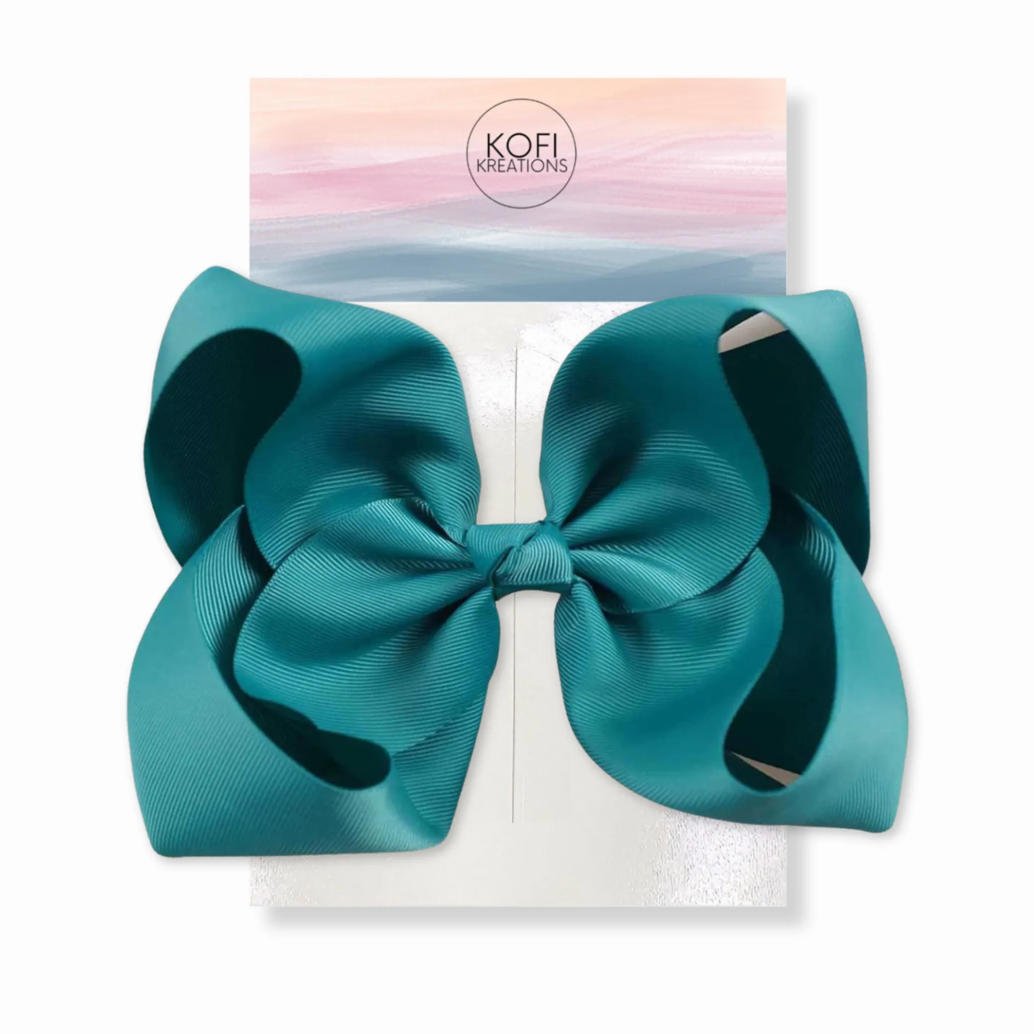 Dark Cyan Grosgrain Ribbon Hair Bow