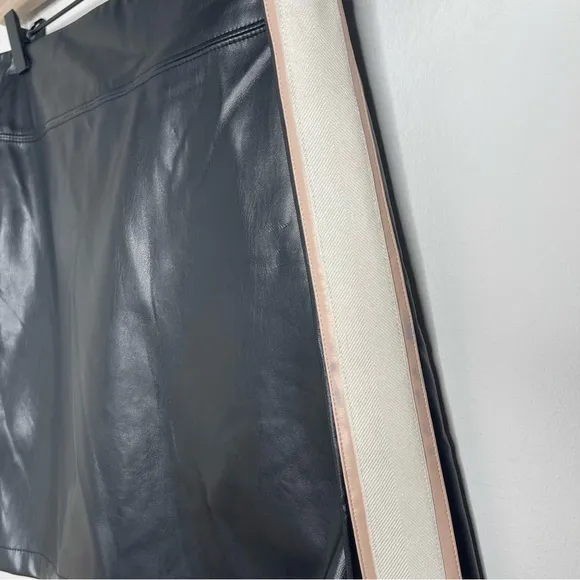 David Lerner Faux Leather Side Stripe Mini Skirt Size L Revolve