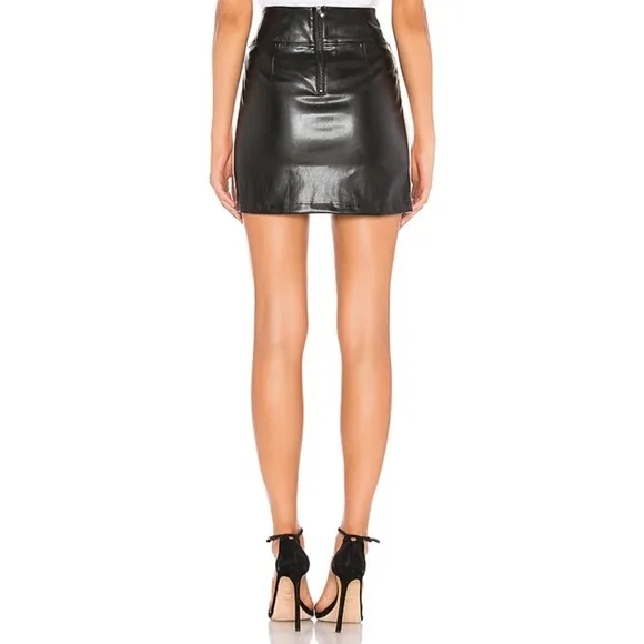 David Lerner Faux Leather Side Stripe Mini Skirt Size L Revolve