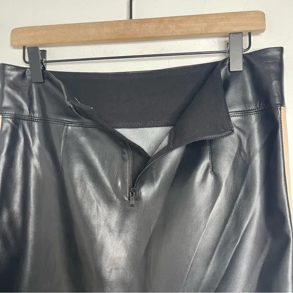 David Lerner Faux Leather Side Stripe Mini Skirt Size L Revolve