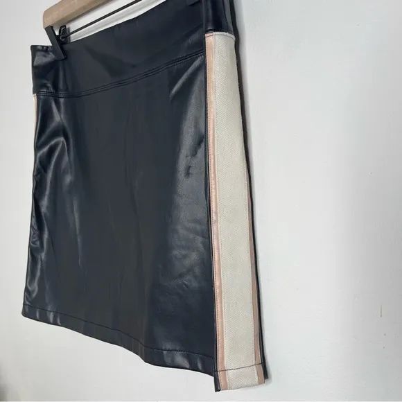 David Lerner Faux Leather Side Stripe Mini Skirt Size L Revolve