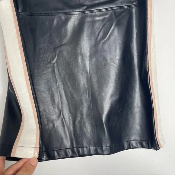 David Lerner Faux Leather Side Stripe Mini Skirt Size L Revolve