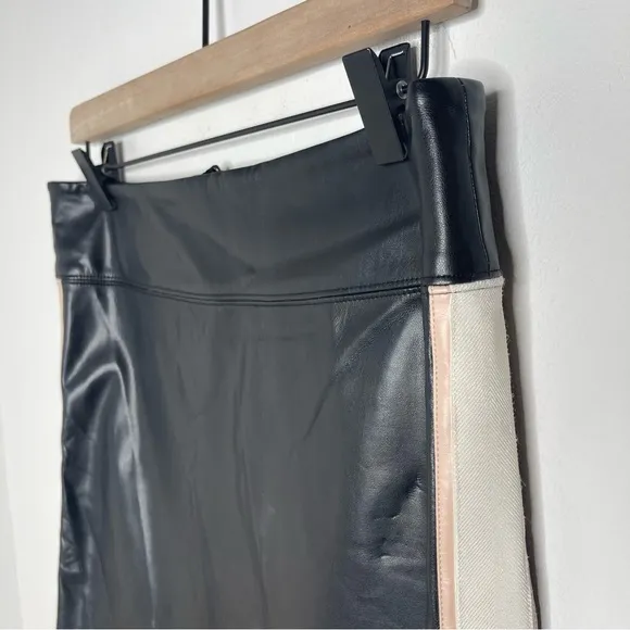 David Lerner Faux Leather Side Stripe Mini Skirt Size L Revolve