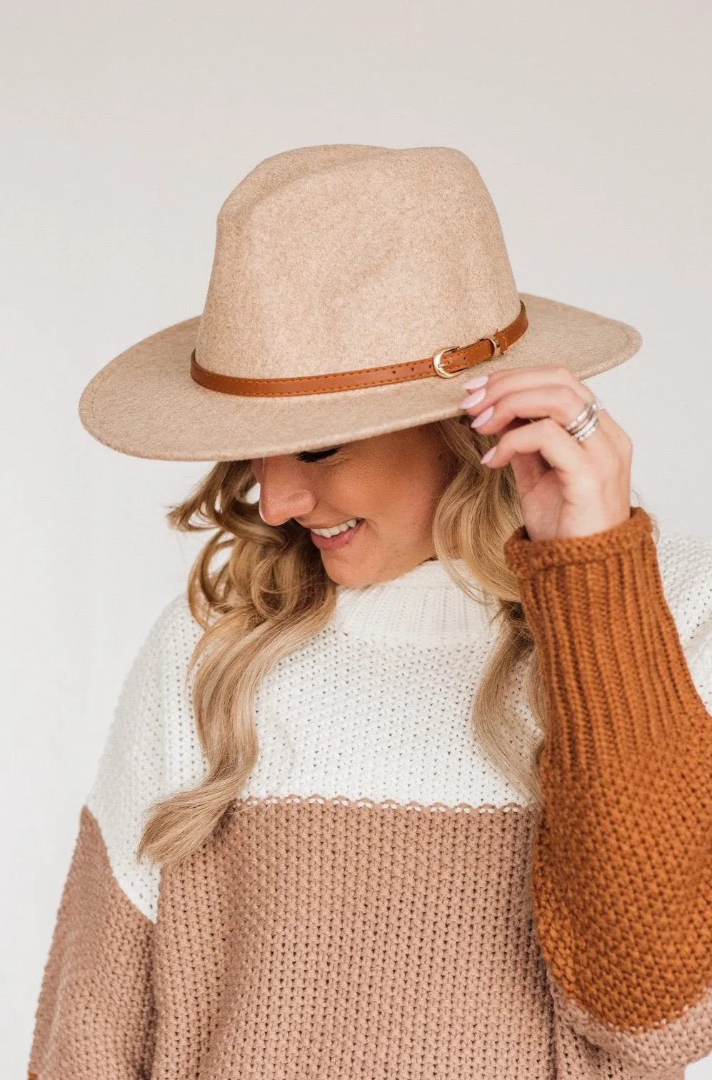 Delightful Sunsets Felt Panama Hat- Beige