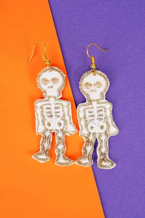 Dem Bones White Skeleton Earrings