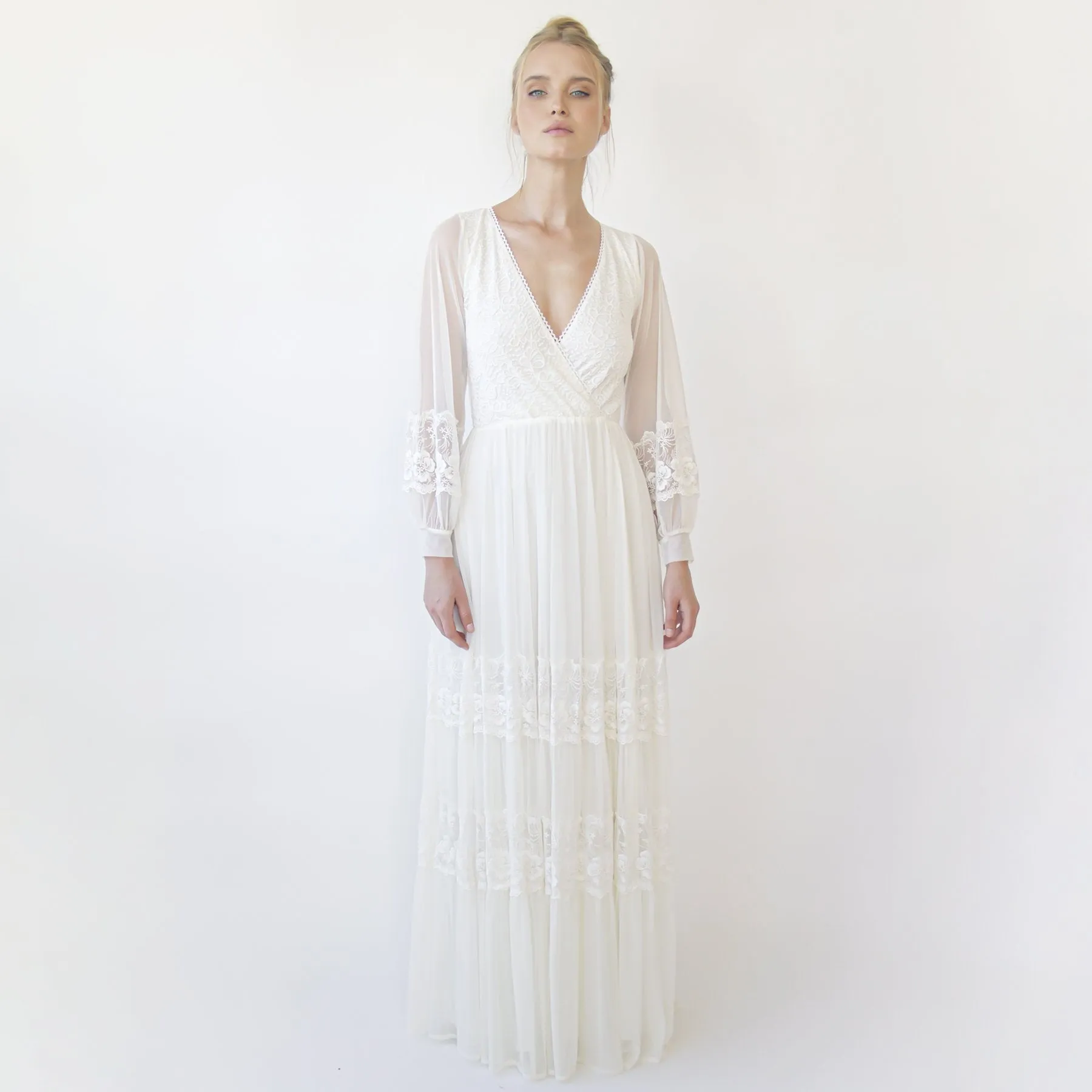 Dress with chiffon sleeves #1352