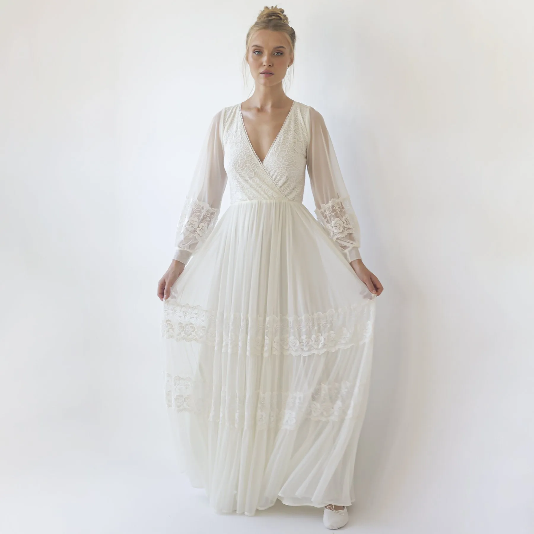 Dress with chiffon sleeves #1352