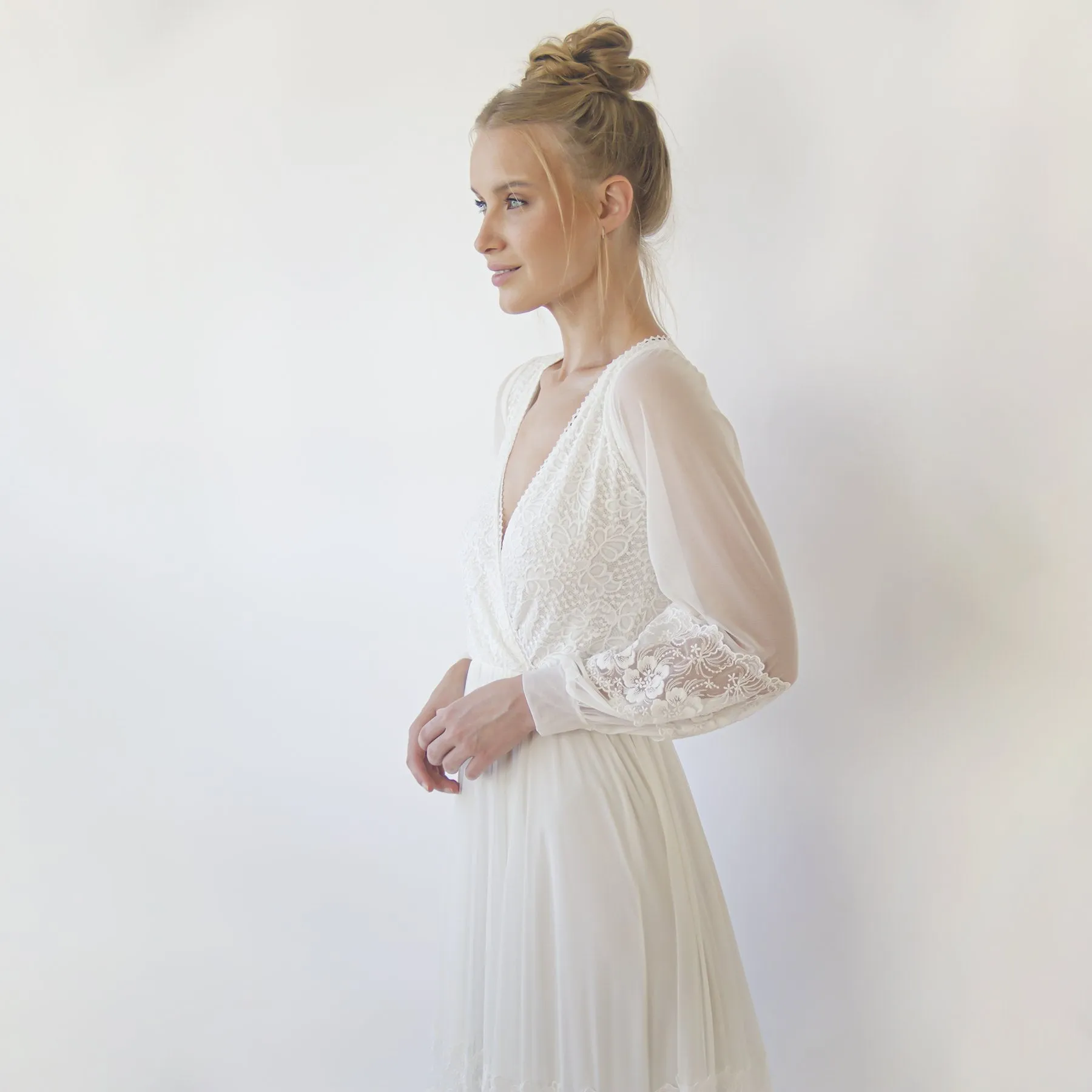 Dress with chiffon sleeves #1352