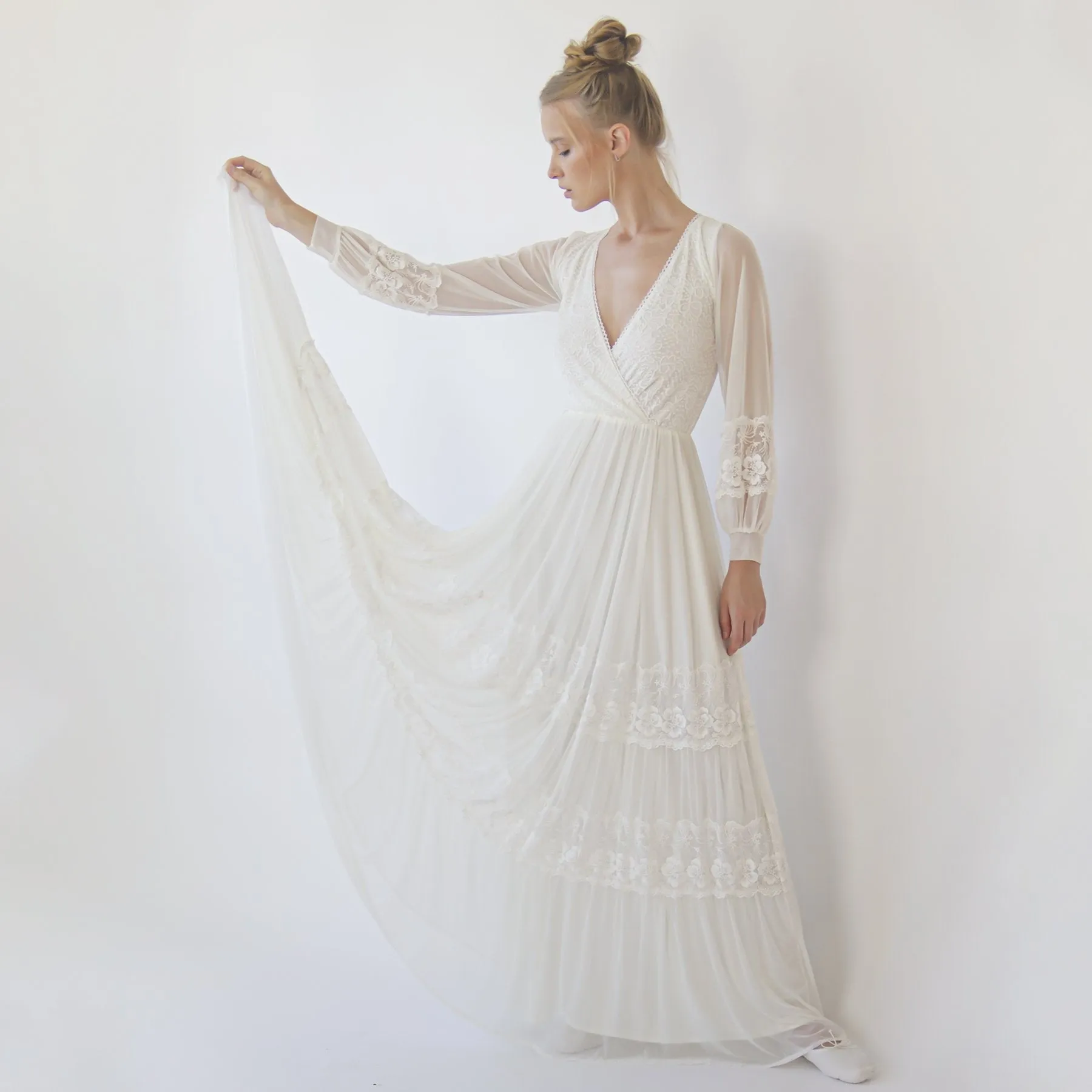 Dress with chiffon sleeves #1352