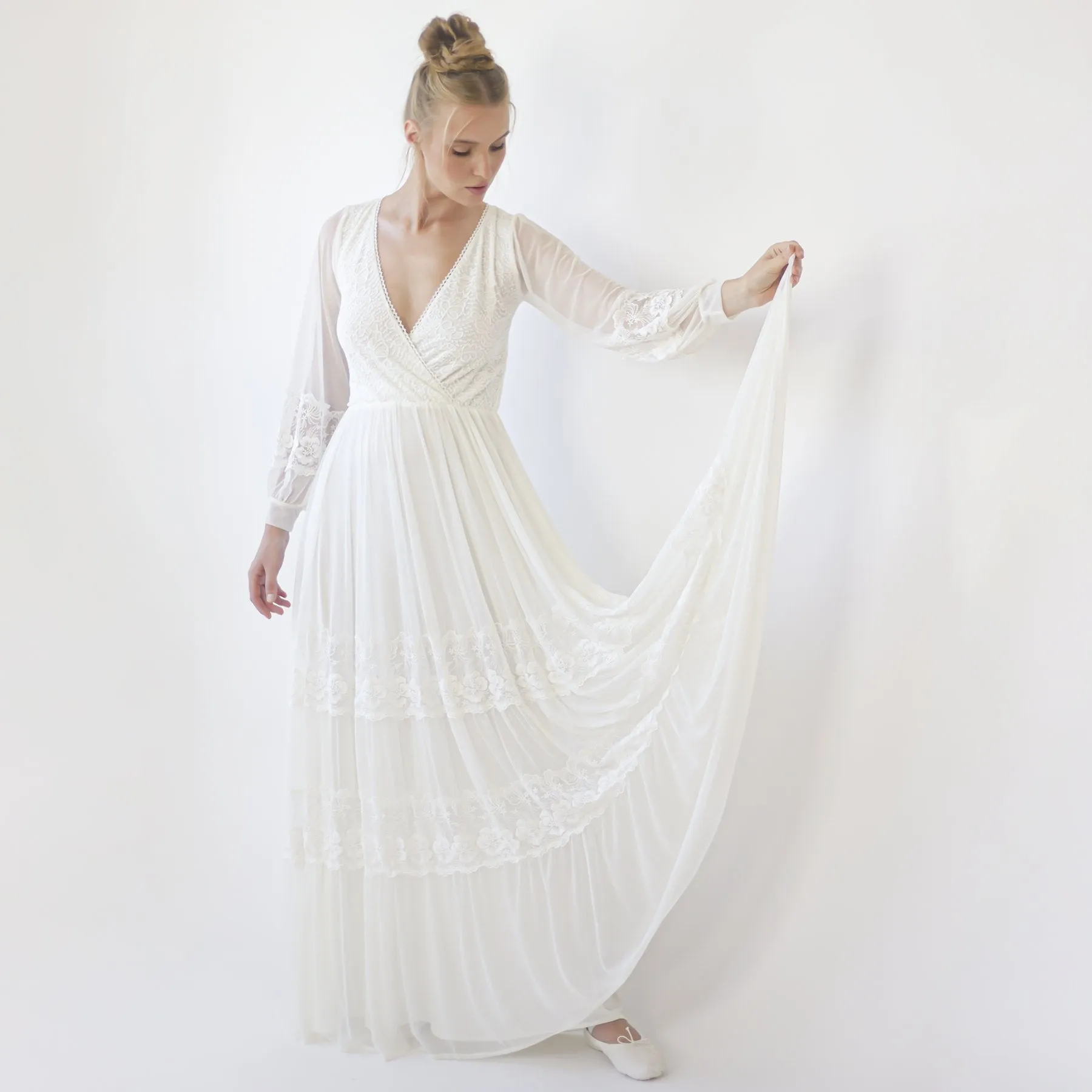 Dress with chiffon sleeves #1352