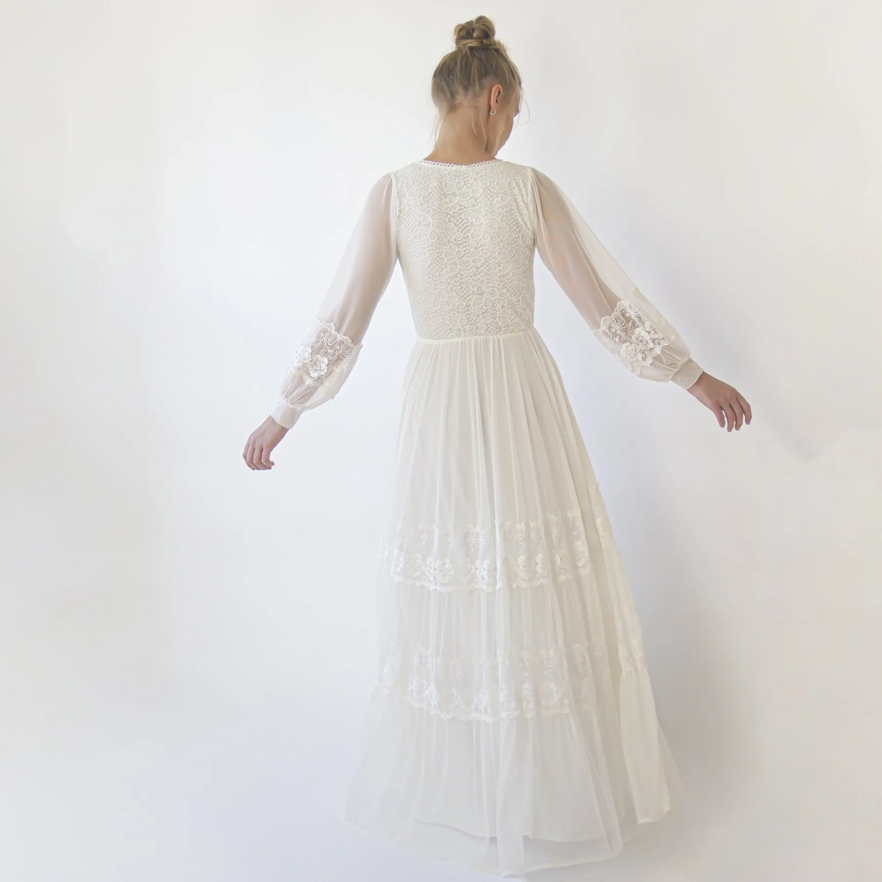 Dress with chiffon sleeves #1352