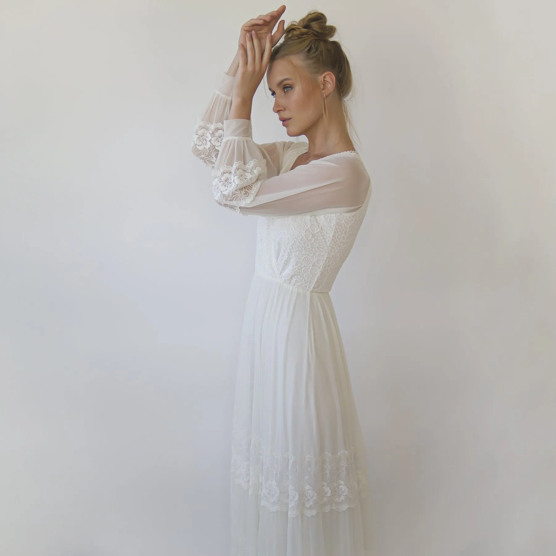 Dress with chiffon sleeves #1352
