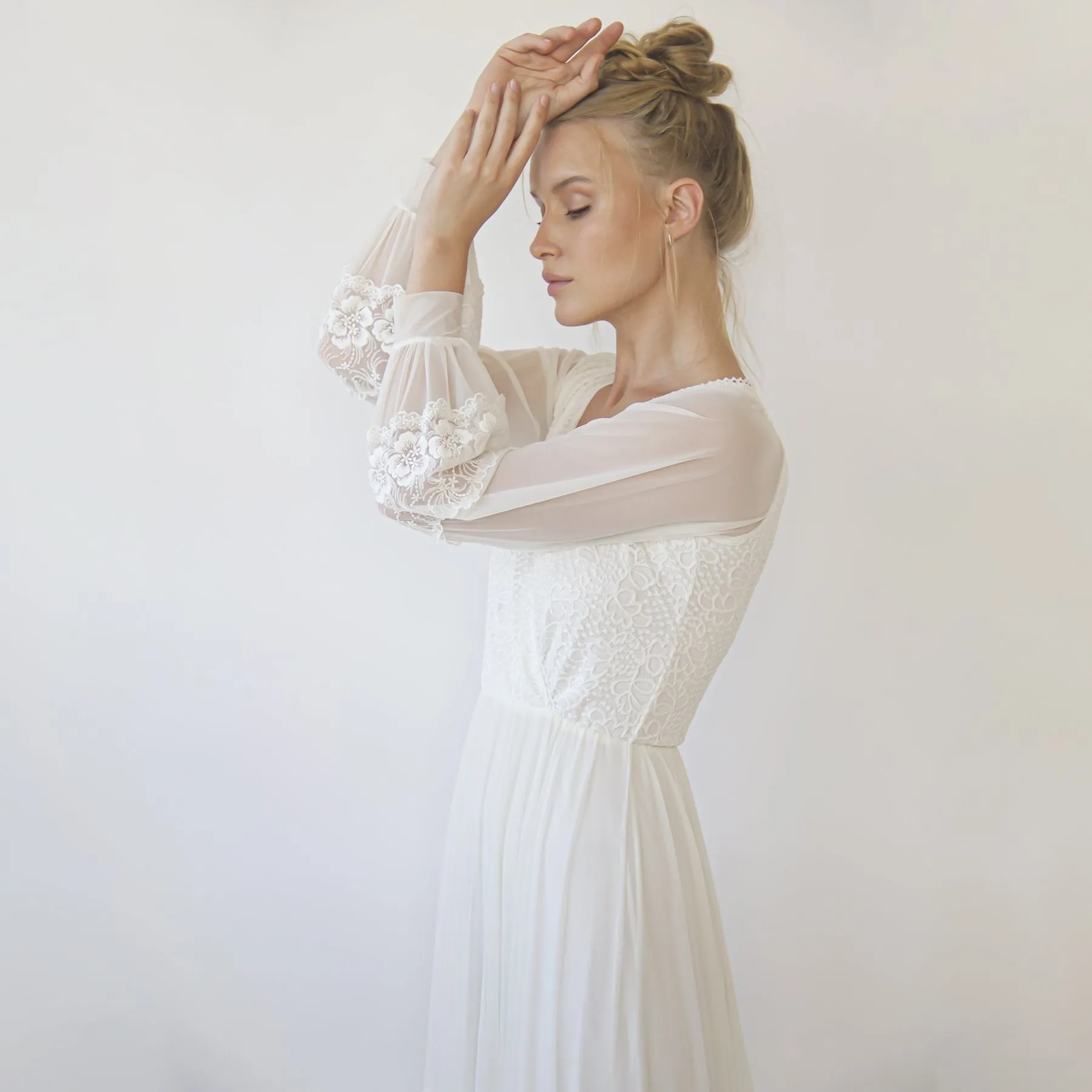 Dress with chiffon sleeves #1352