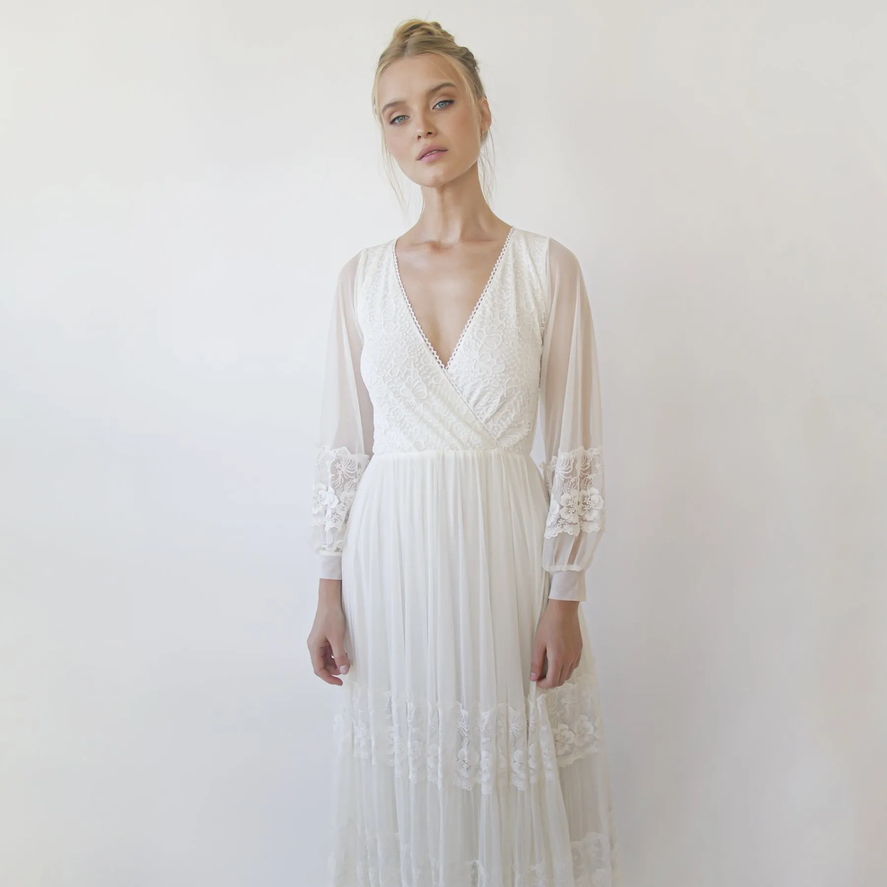 Dress with chiffon sleeves #1352