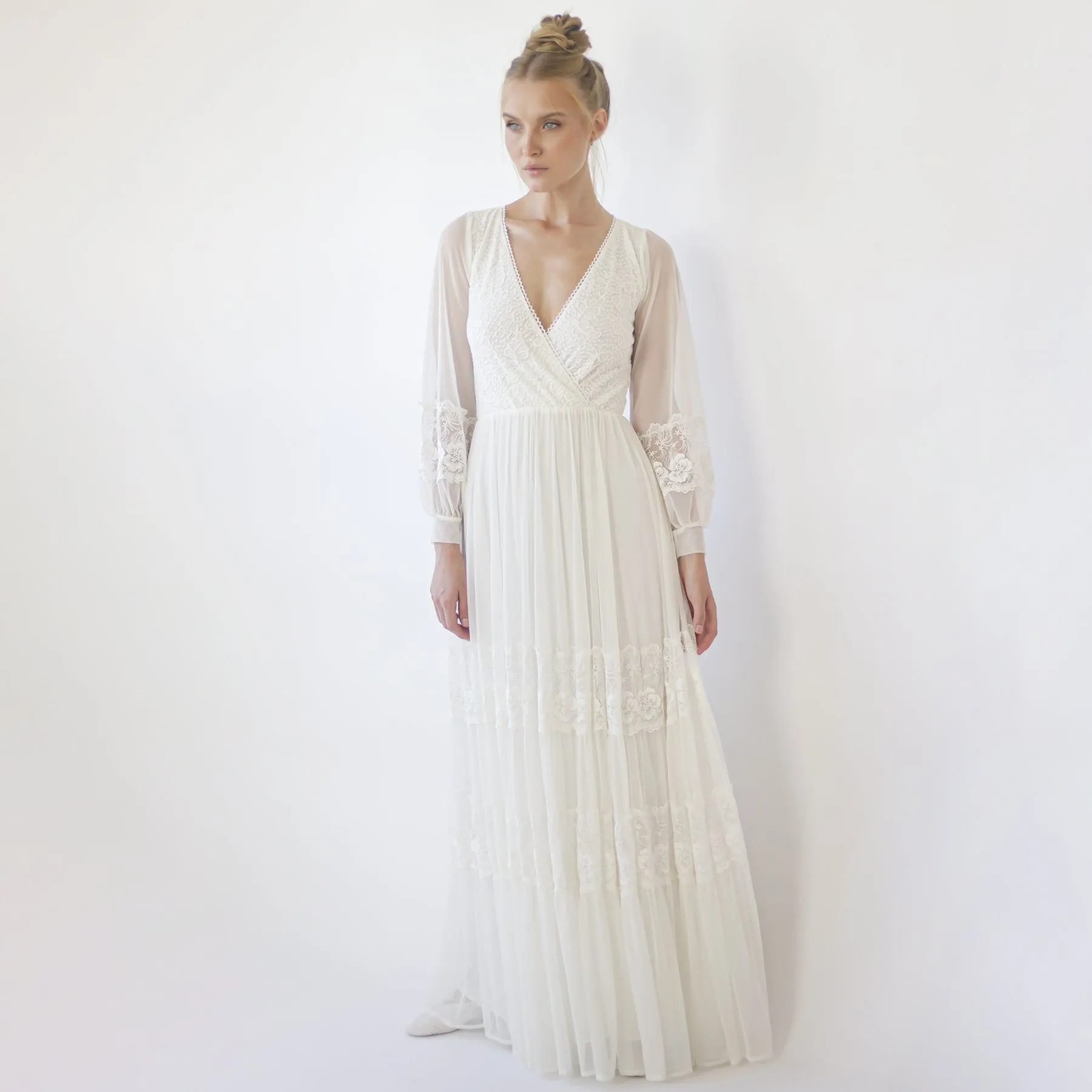 Dress with chiffon sleeves #1352