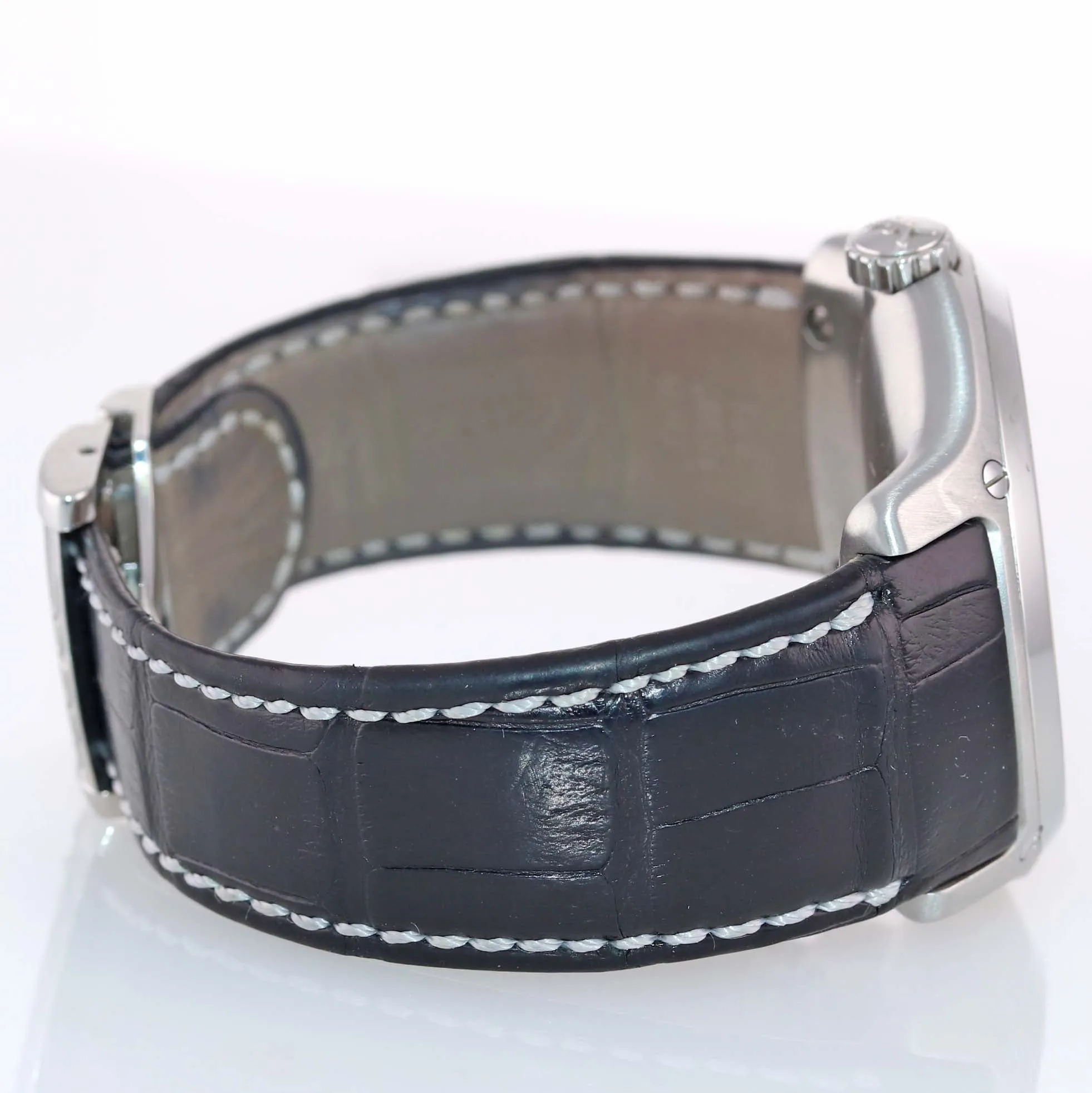 Ebel Classic Hexagon 9301F61 Steel 46mm Black Dial Date GMT Automatic Watch
