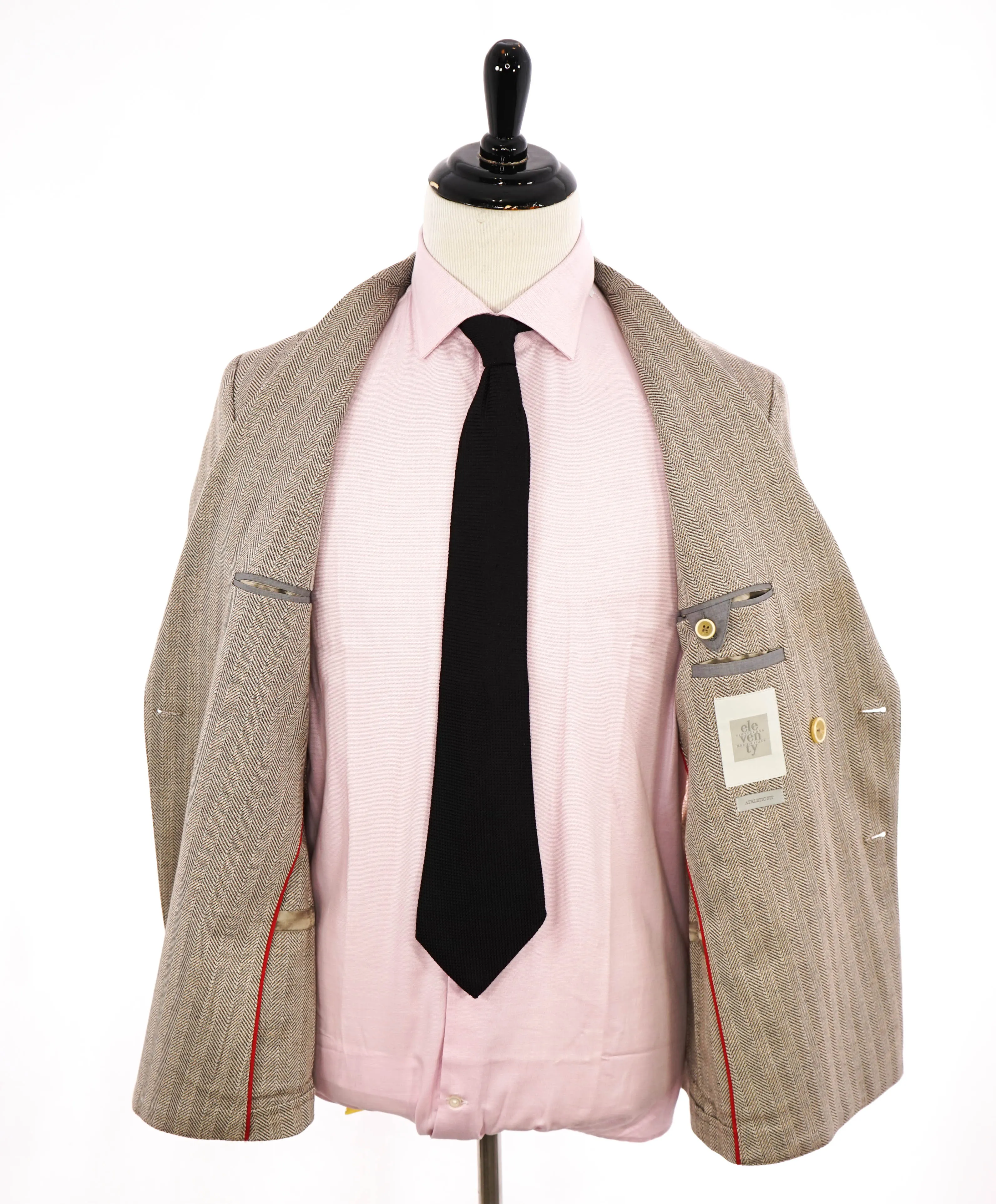 ELEVENTY - Herringbone Double Breasted Contrast Buttons Cottton Blazer - 40 (50 EU)
