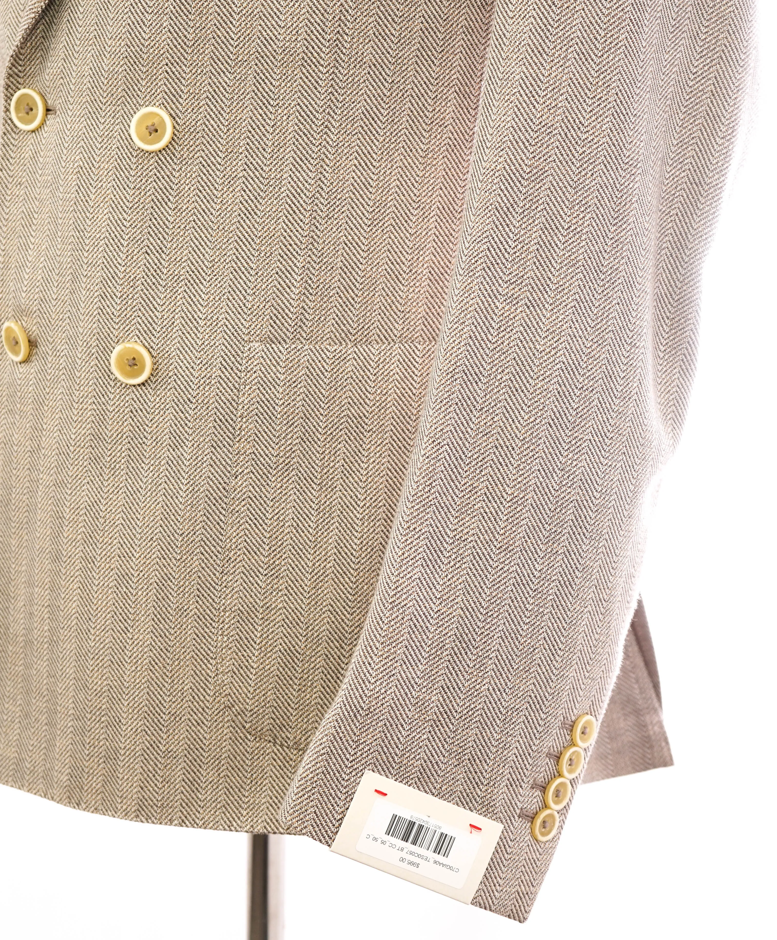 ELEVENTY - Herringbone Double Breasted Contrast Buttons Cottton Blazer - 40 (50 EU)