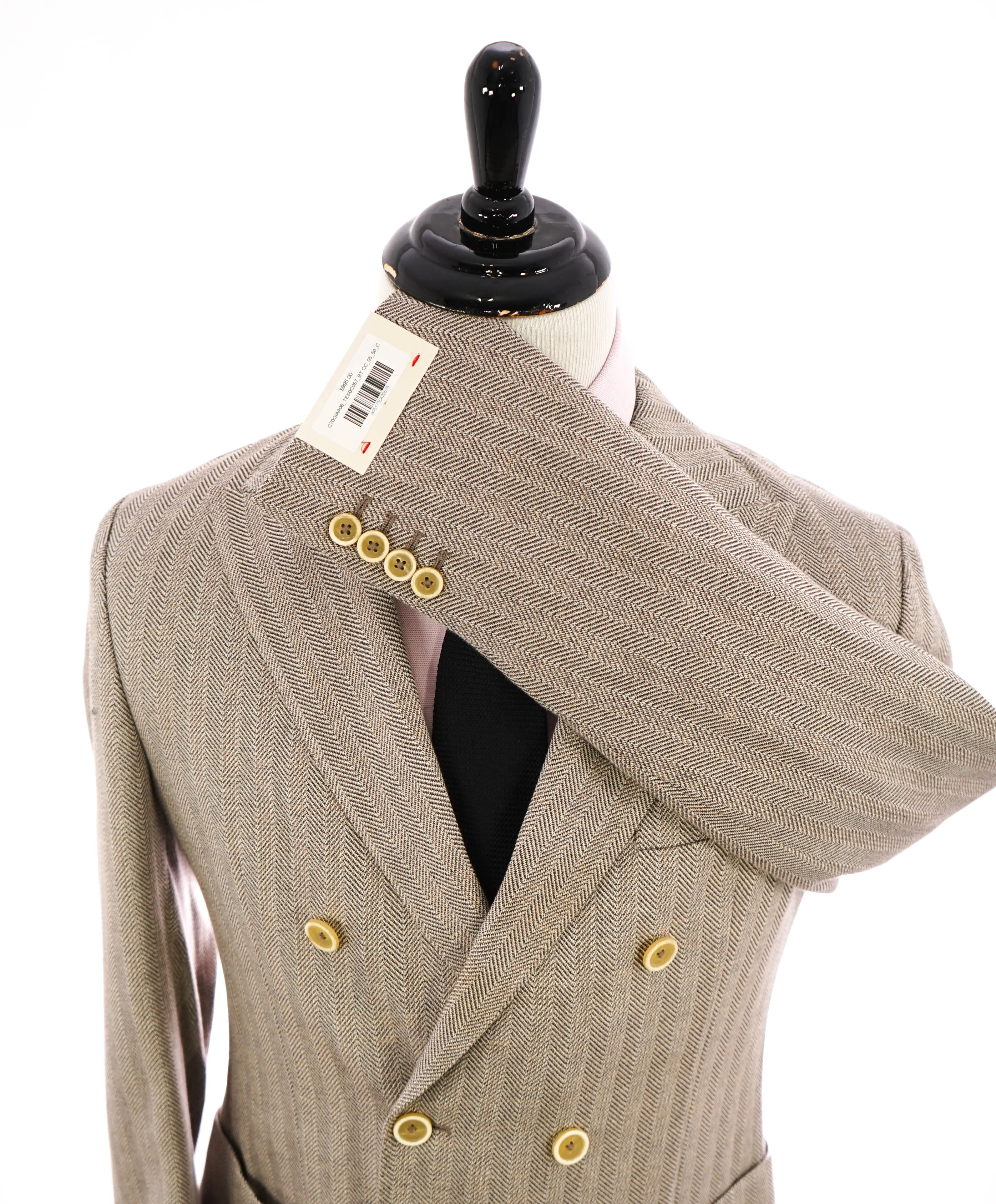ELEVENTY - Herringbone Double Breasted Contrast Buttons Cottton Blazer - 40 (50 EU)