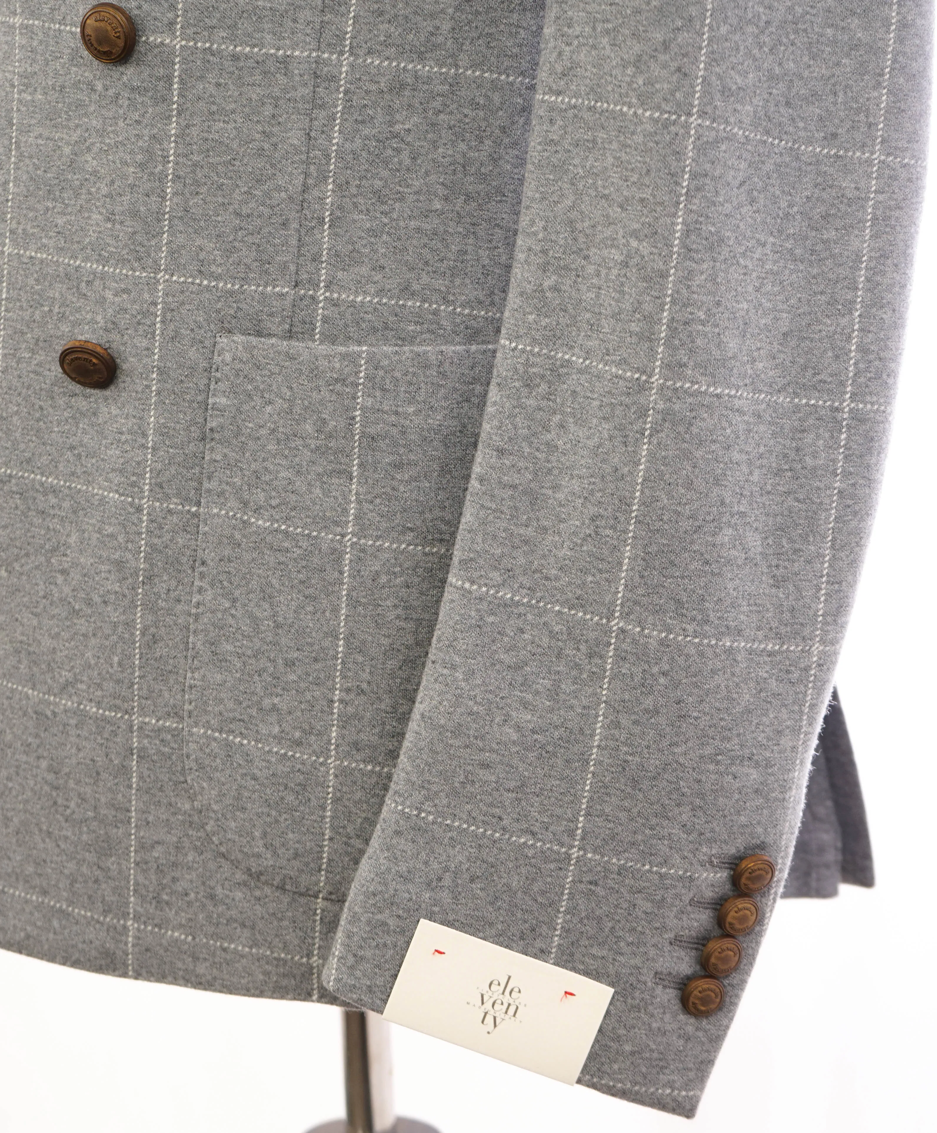 ELEVENTY - Windowpane Gray & Ivory Sweater Jacket Blazer - 40US (50 EU)