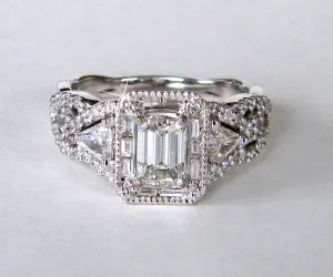 Emerald Diamond Halo Wedding Ring Redesign