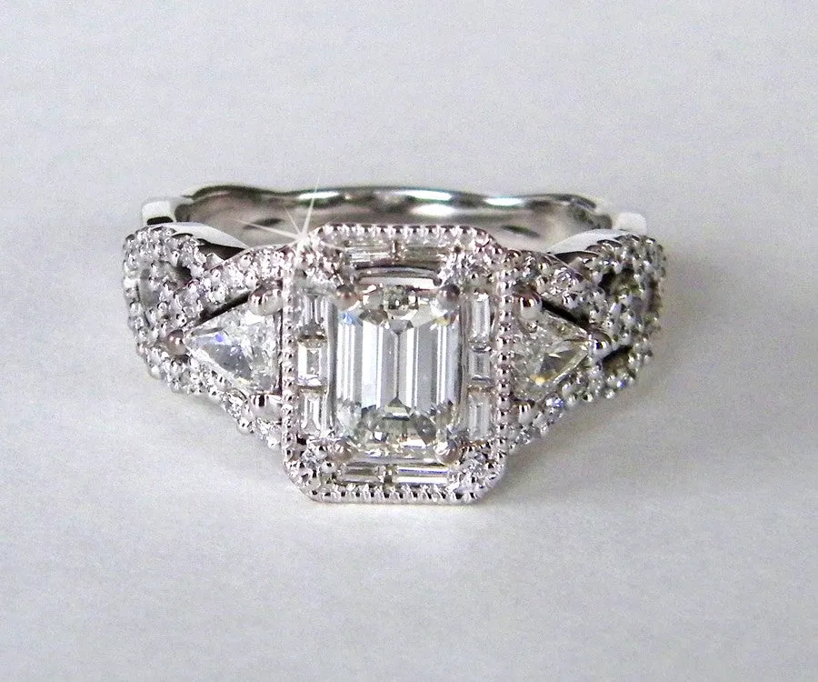 Emerald Diamond Halo Wedding Ring Redesign