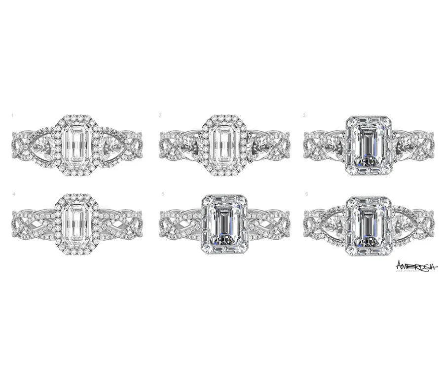 Emerald Diamond Halo Wedding Ring Redesign
