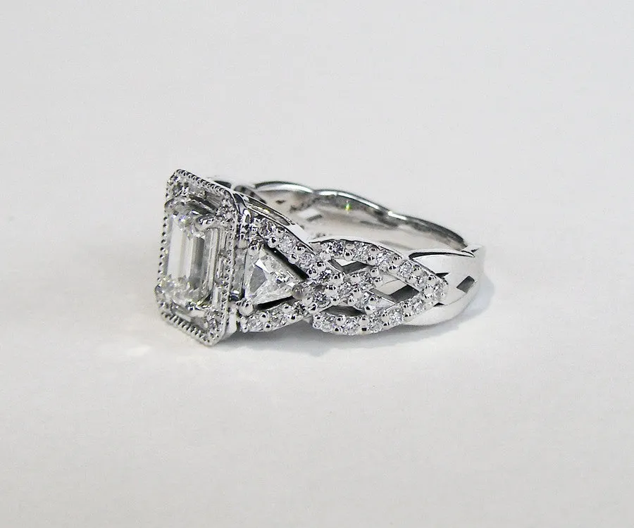 Emerald Diamond Halo Wedding Ring Redesign