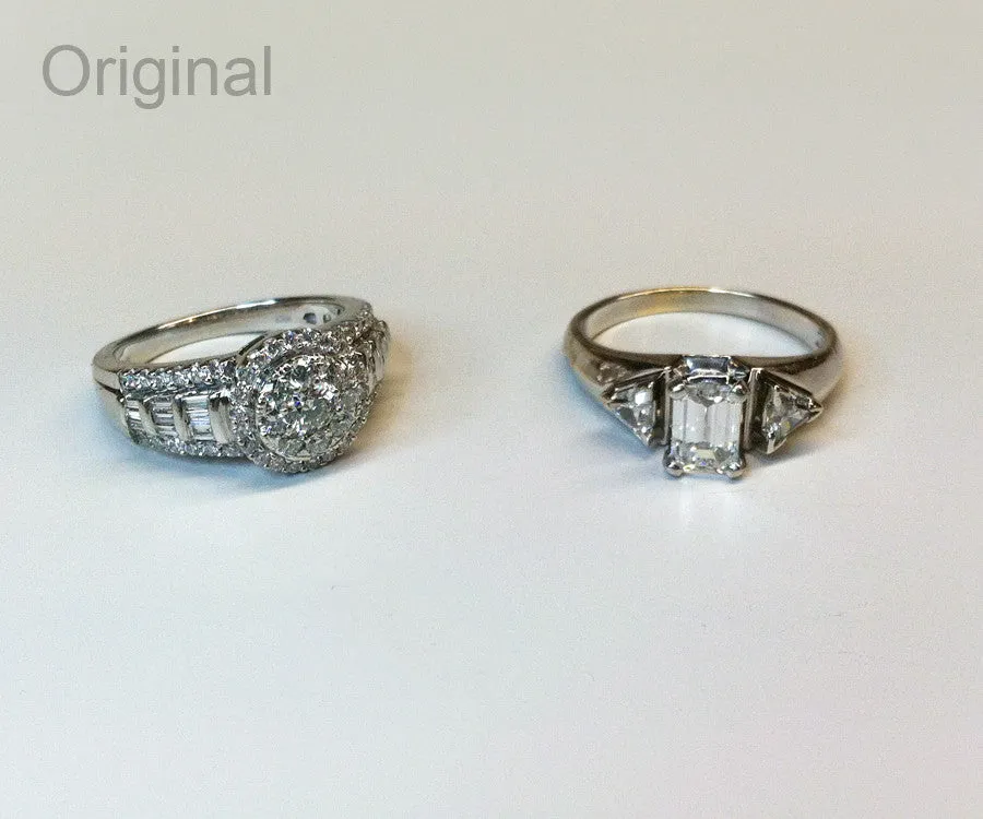 Emerald Diamond Halo Wedding Ring Redesign