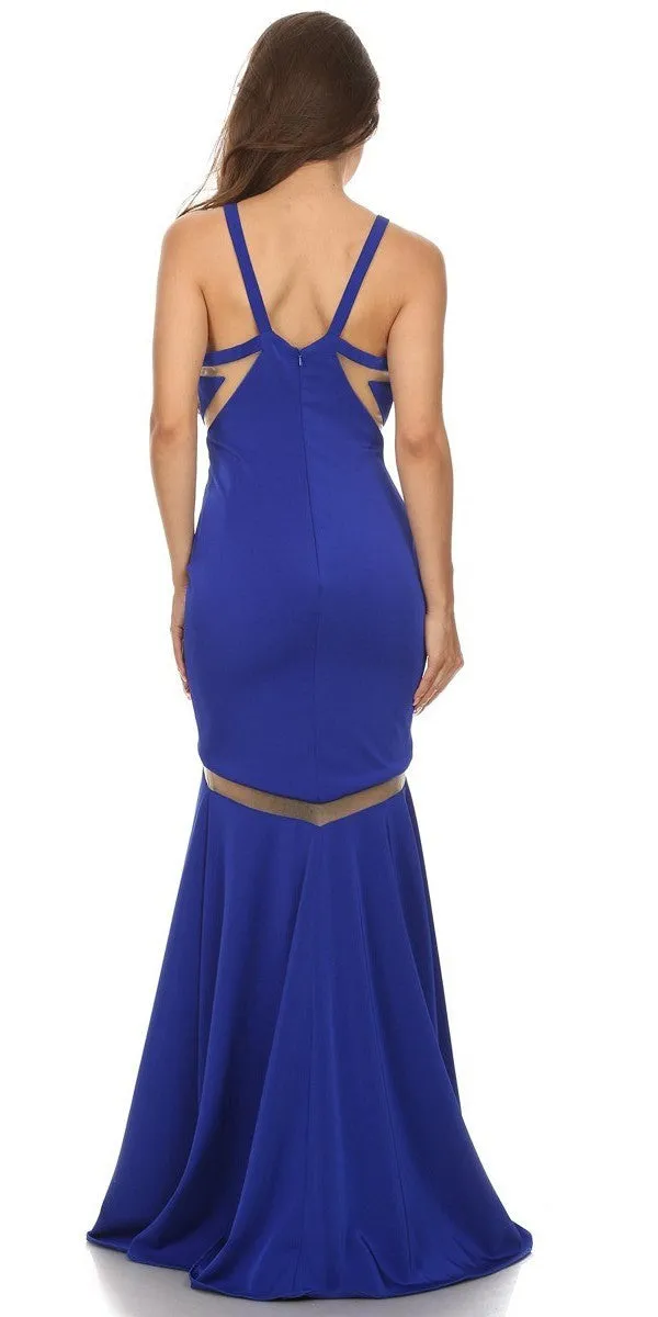 Eureka 6011 Sleeveless Trumpet Prom Gown with Sheer Panels