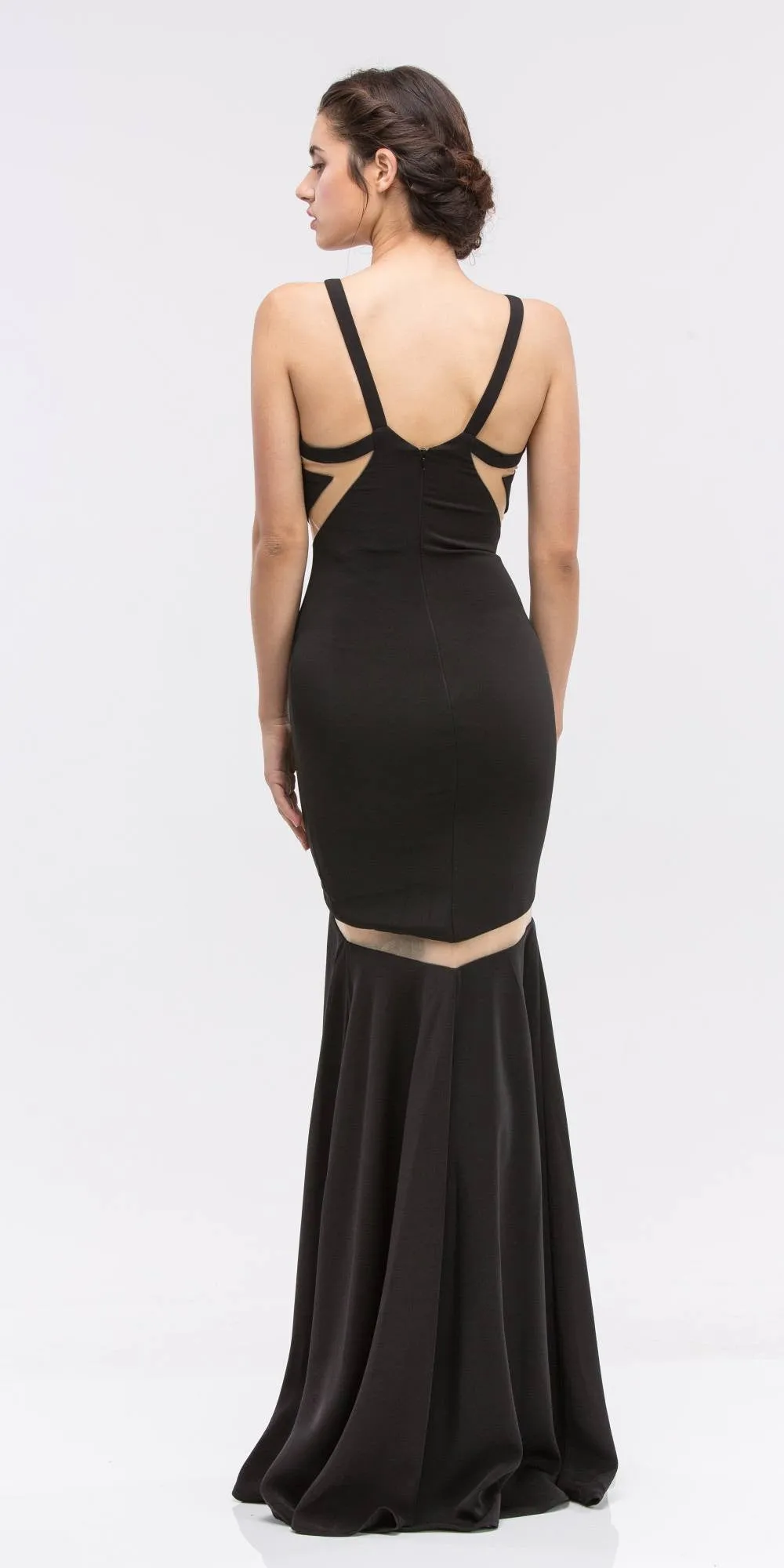 Eureka 6011 Sleeveless Trumpet Prom Gown with Sheer Panels