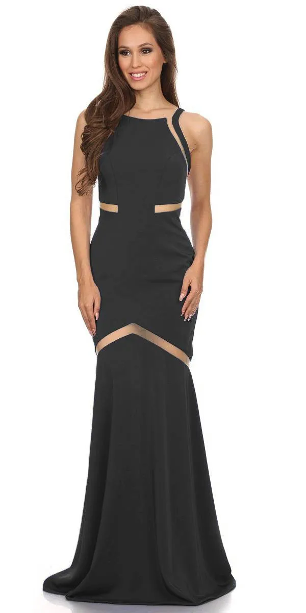 Eureka 6011 Sleeveless Trumpet Prom Gown with Sheer Panels