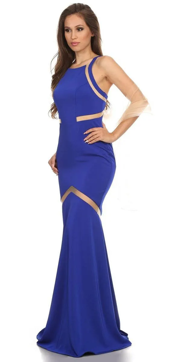 Eureka 6011 Sleeveless Trumpet Prom Gown with Sheer Panels