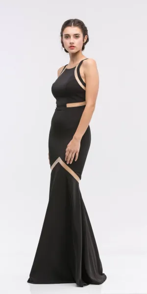 Eureka 6011 Sleeveless Trumpet Prom Gown with Sheer Panels