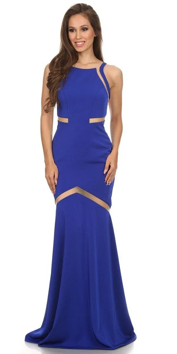 Eureka 6011 Sleeveless Trumpet Prom Gown with Sheer Panels