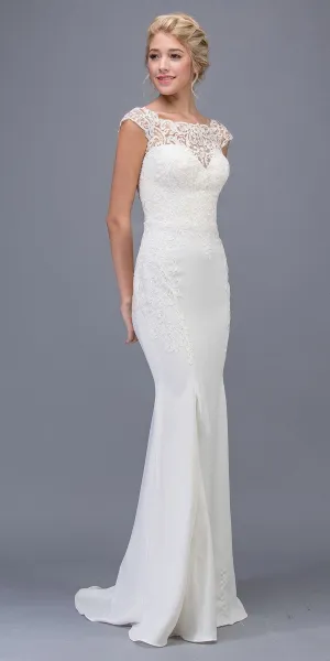 Eureka 6510 Lace Cap Sleeved Mermaid Wedding Gown