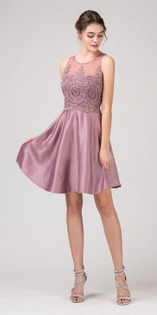 Eureka 8433 Keyhole Back Short Dress with Pockets