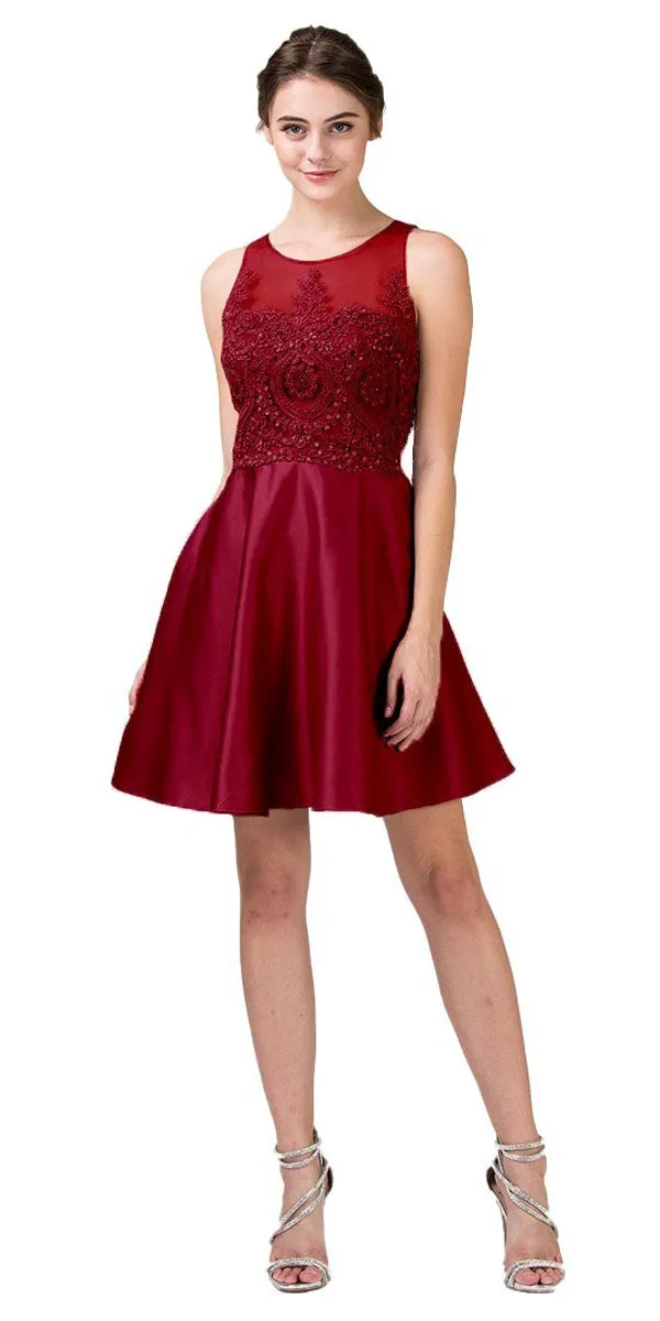 Eureka 8433 Keyhole Back Short Dress with Pockets